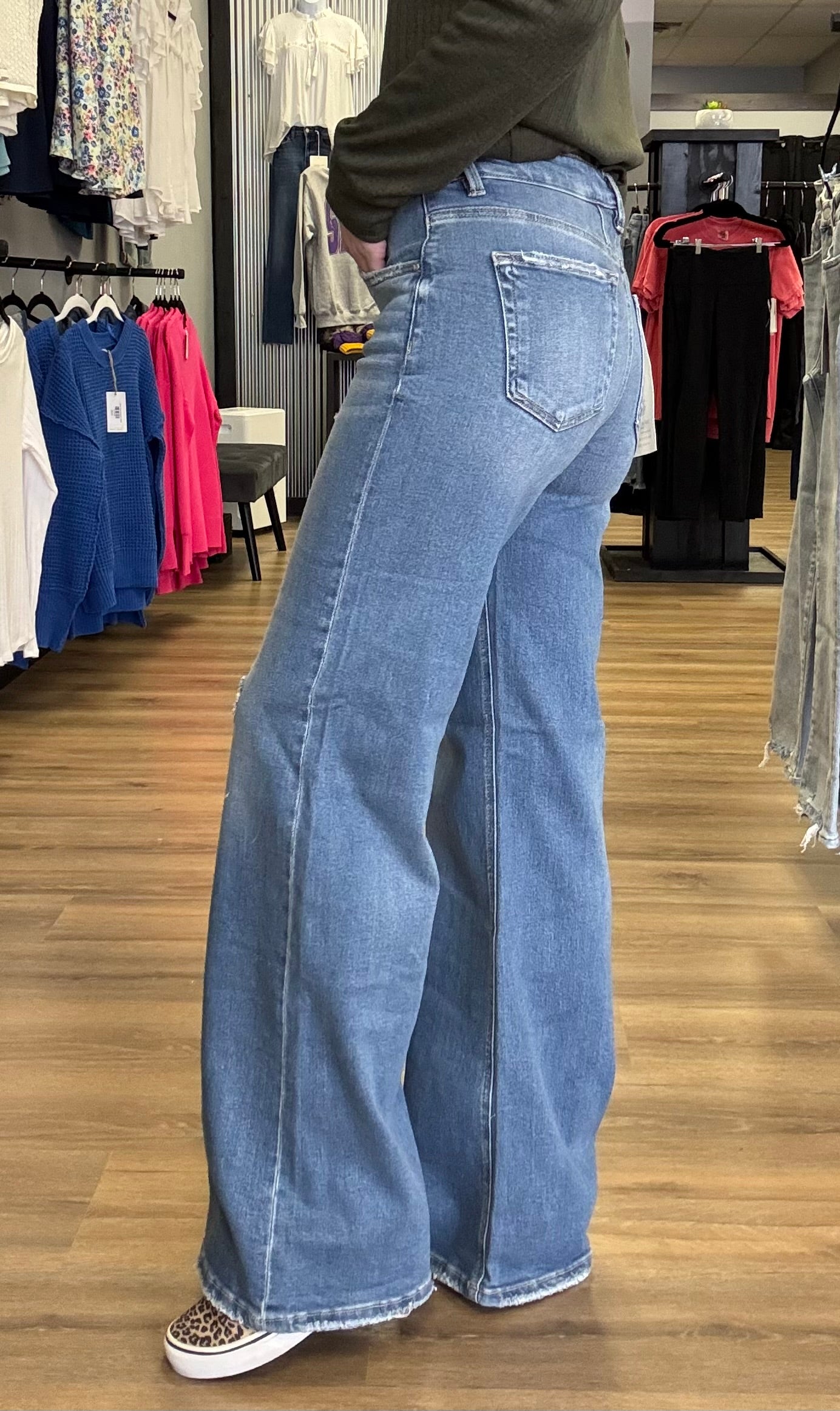 Risen Tummy Control Wide Leg Jeans