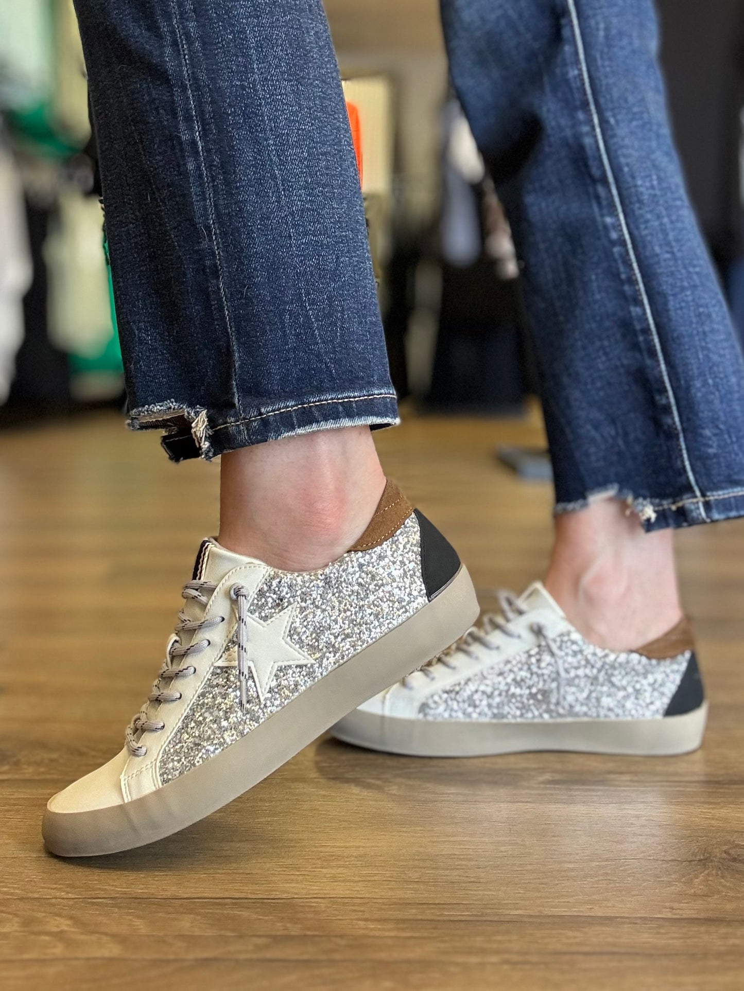 Paula Silver Glitter Sneakers