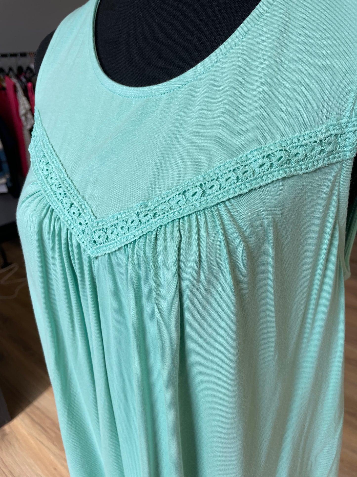 Kaylinn Teal Lace Detail Tank