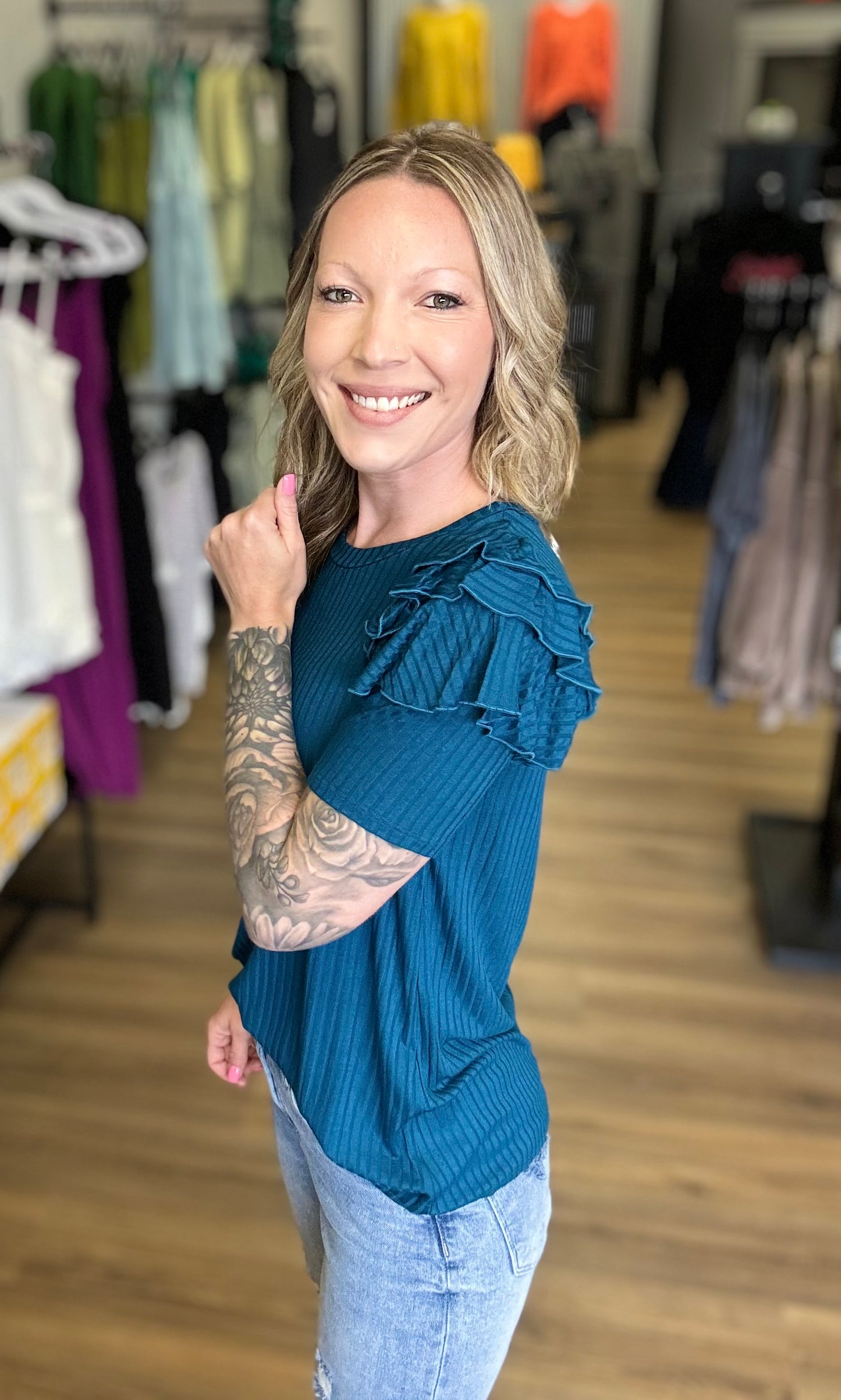 Lucy Teal Top