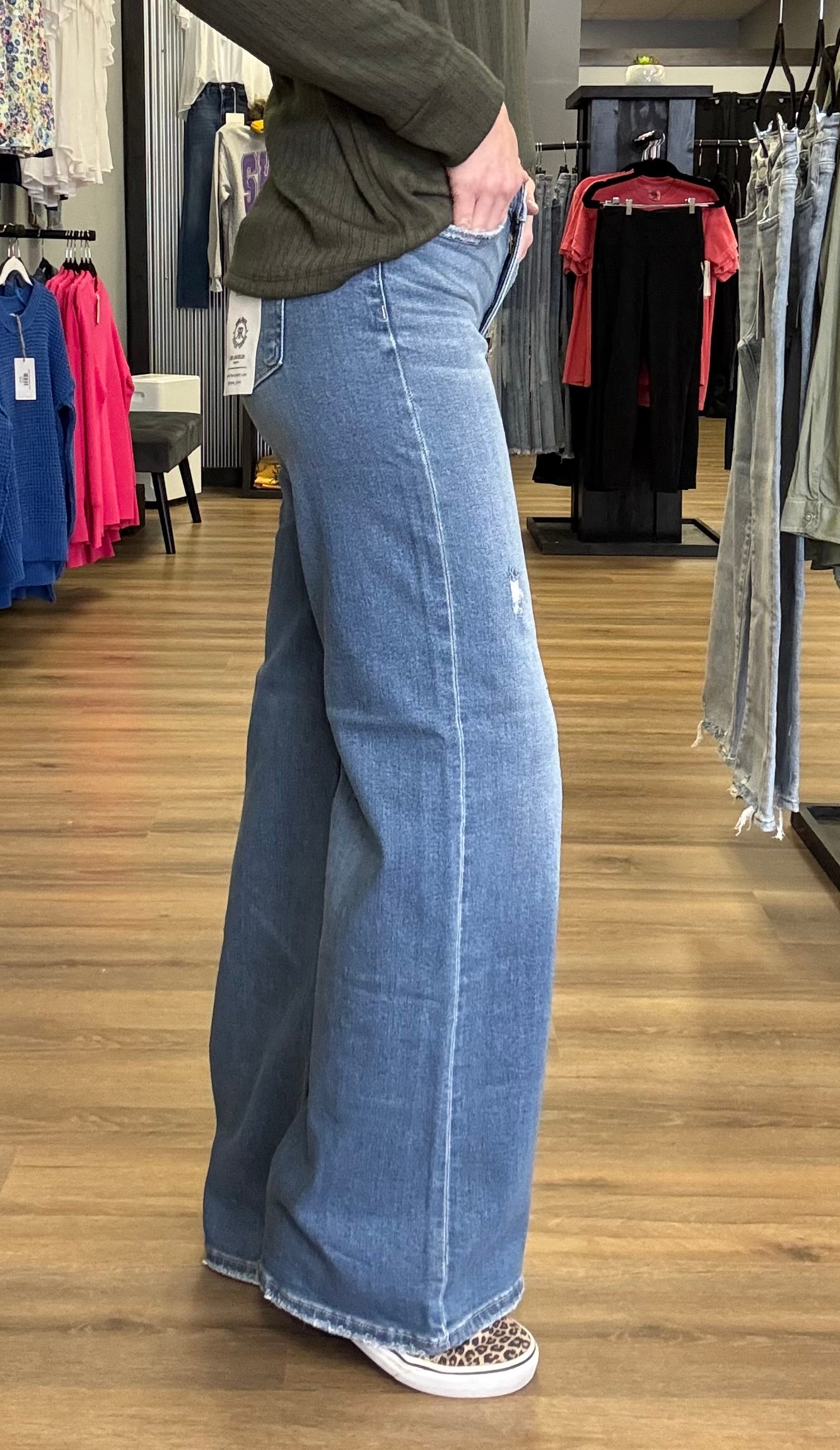 Risen Tummy Control Wide Leg Jeans