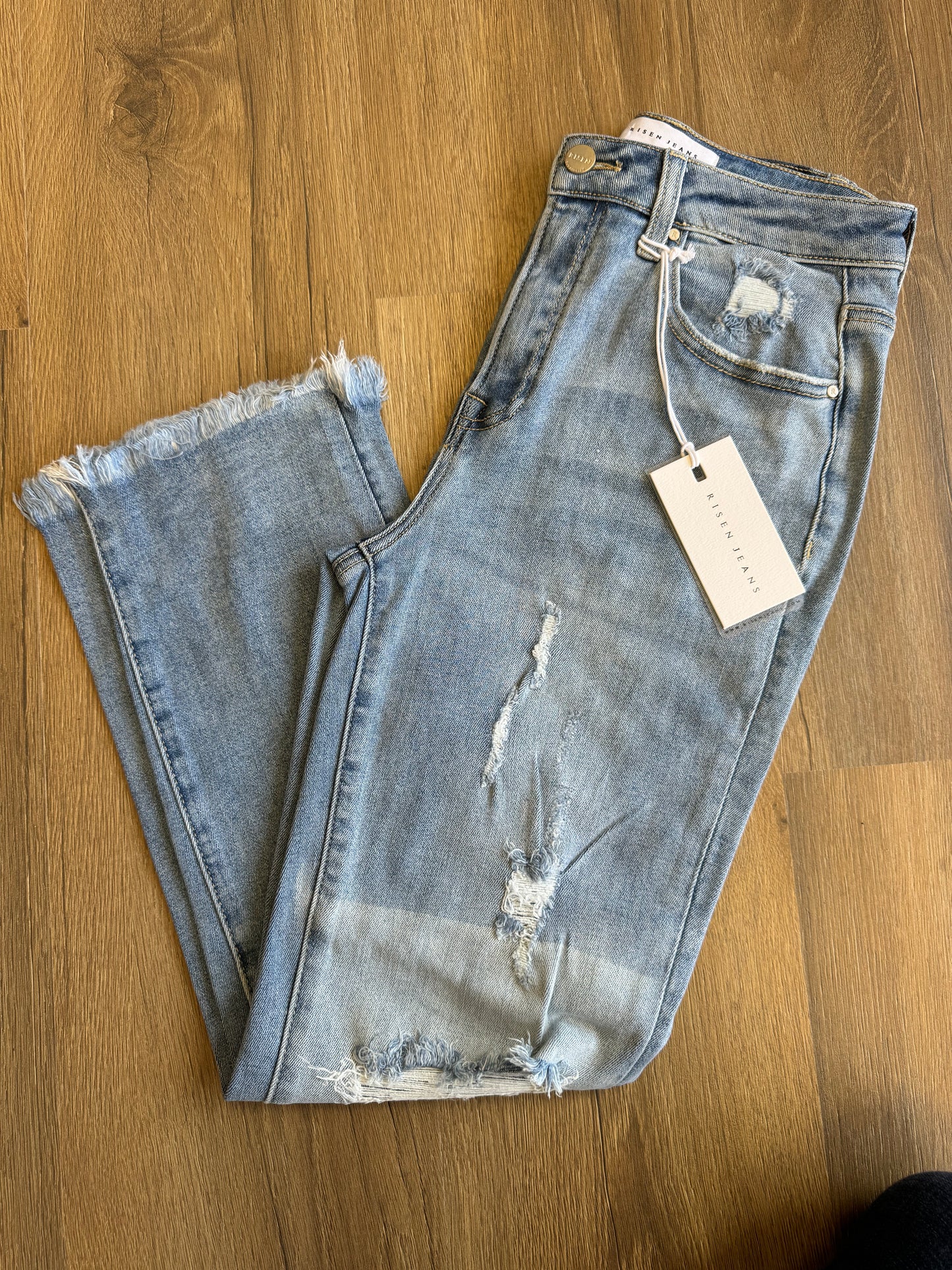 Risen high rise straight jeans