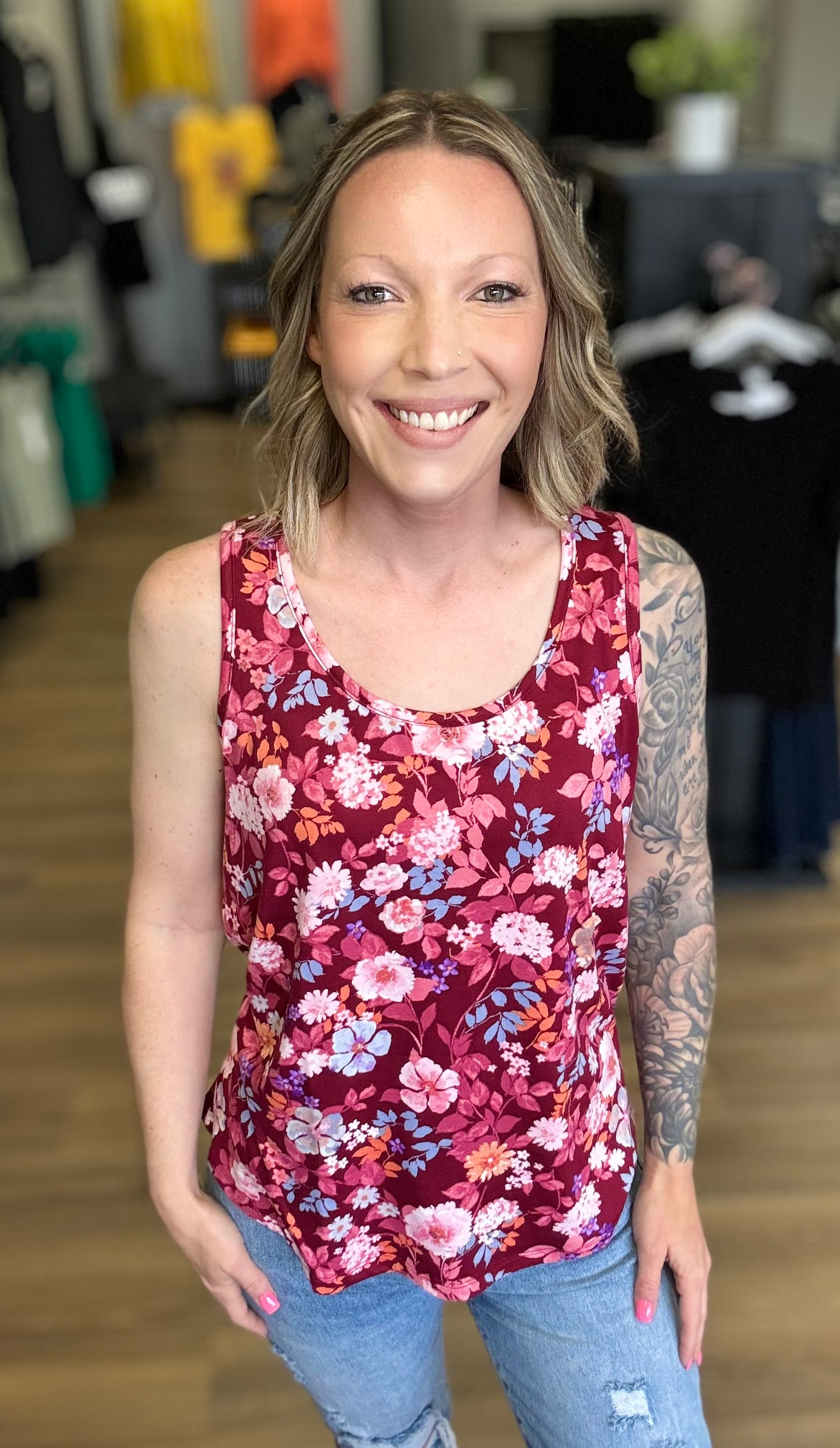 Leah floral tank